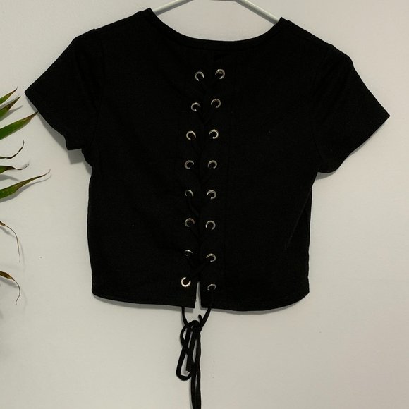 REVAMPED CORSET BACK TIE UP CROPPED SHIRT - Picture 4 of 5